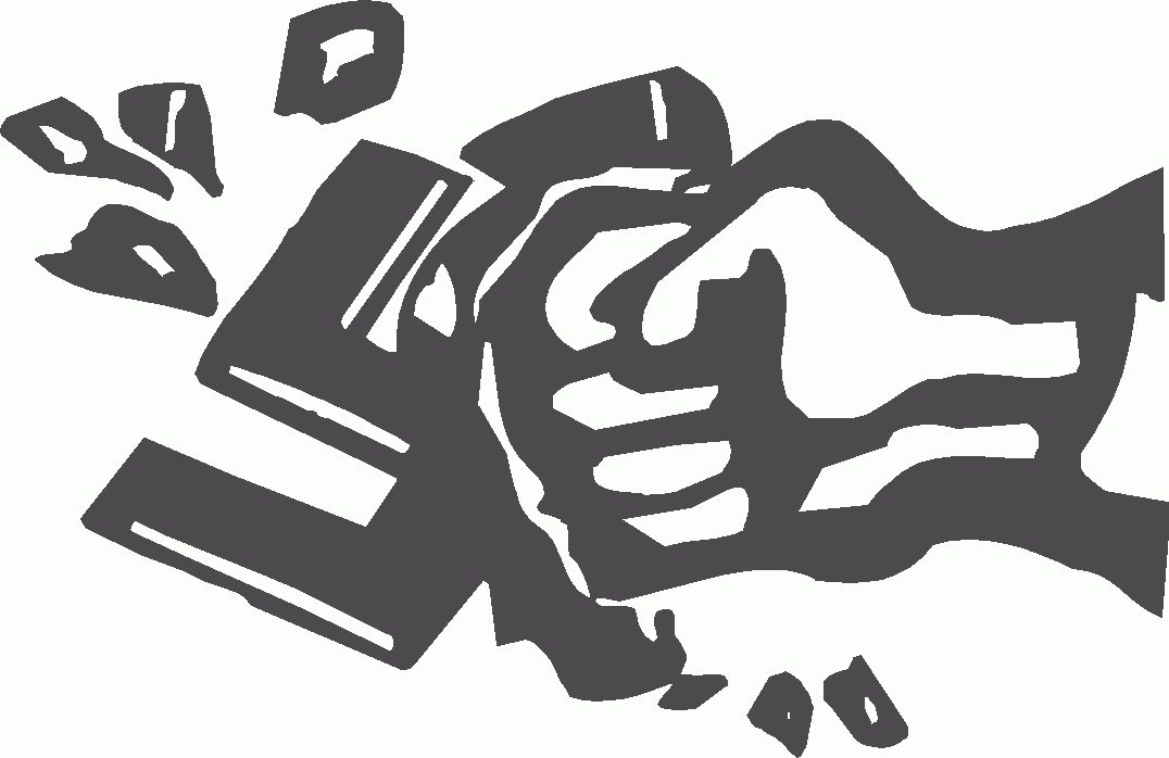 Faust zerschmettert Hakenkreuz.