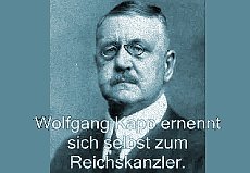 Porträt mit Aufschrift: Wolfgang Kapp ernennt sich selbst zum Reichskanzler.