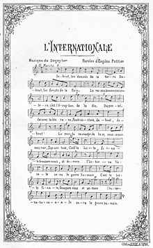 Französische Originalversion der Internationale (Ende des 19. Jahrhunderts) Faksimile: Notenblatt der französichen Originalversion der Internationale