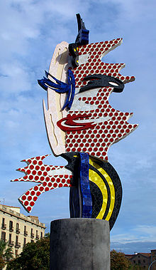 The Head (1992), Barcelona. Lichtenstein-Plastik